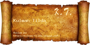 Kulman Tilda névjegykártya